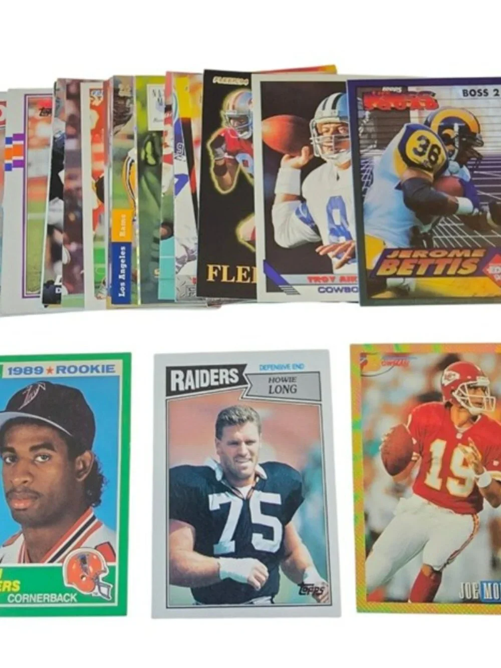 Vintage Football Trading Card Lot 40 Cards Sanders Aikman Montana Bradshaw Long